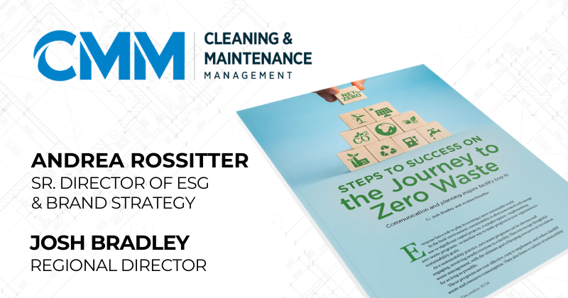 A graphic featuring the CMM logo and the magazine page from ESFM's article about the journey to zero waste.